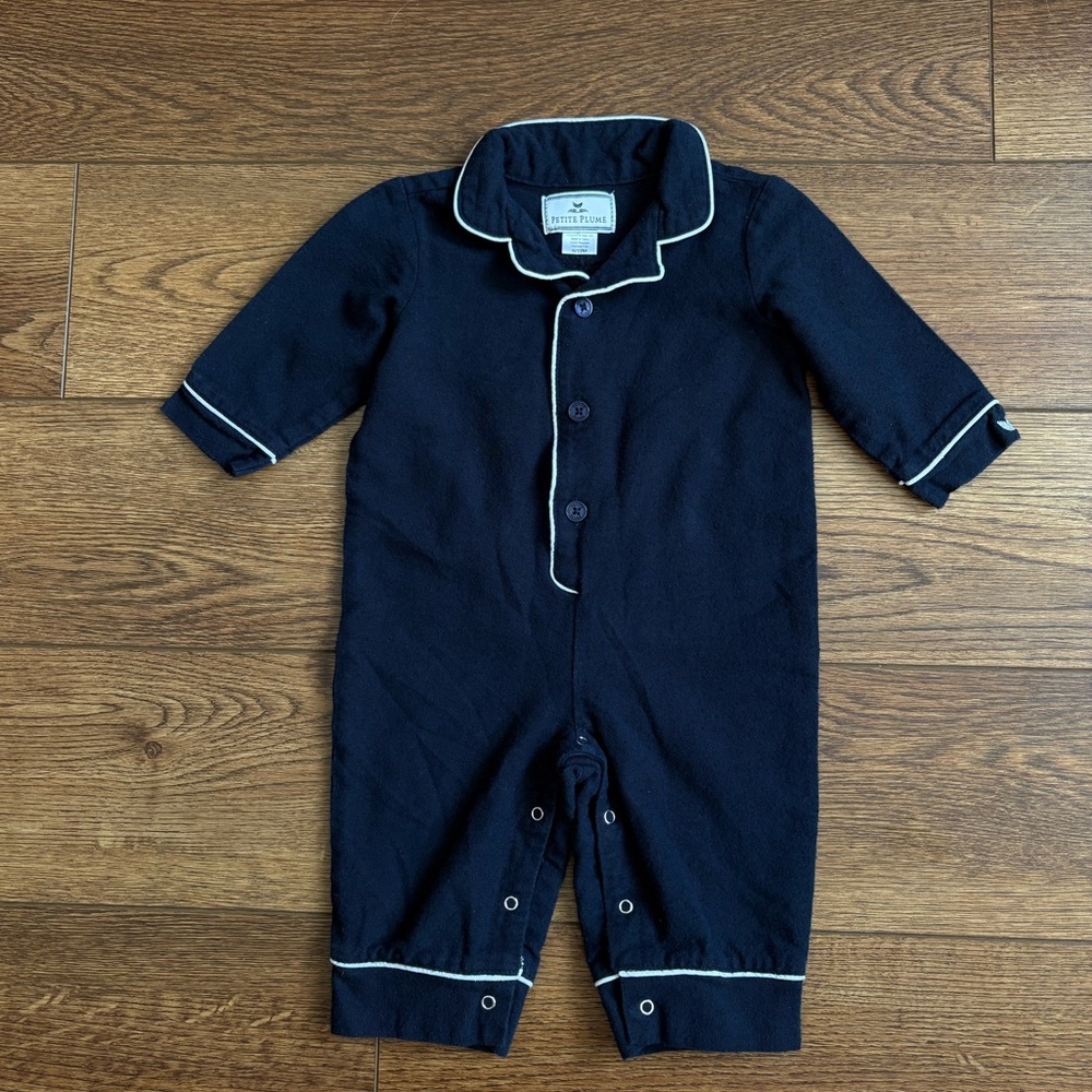 Petite Plume Navy Blue Romper Size 6-12 Months